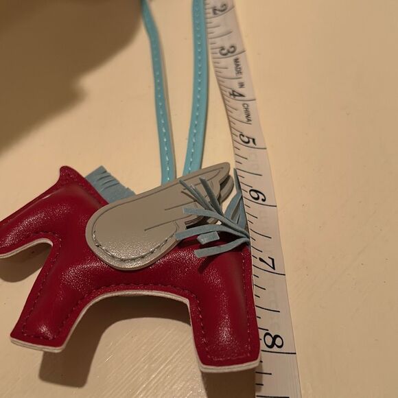 Leather Pegasus Horse Pony Bag Charm Blue Red New - Picture 7 of 8